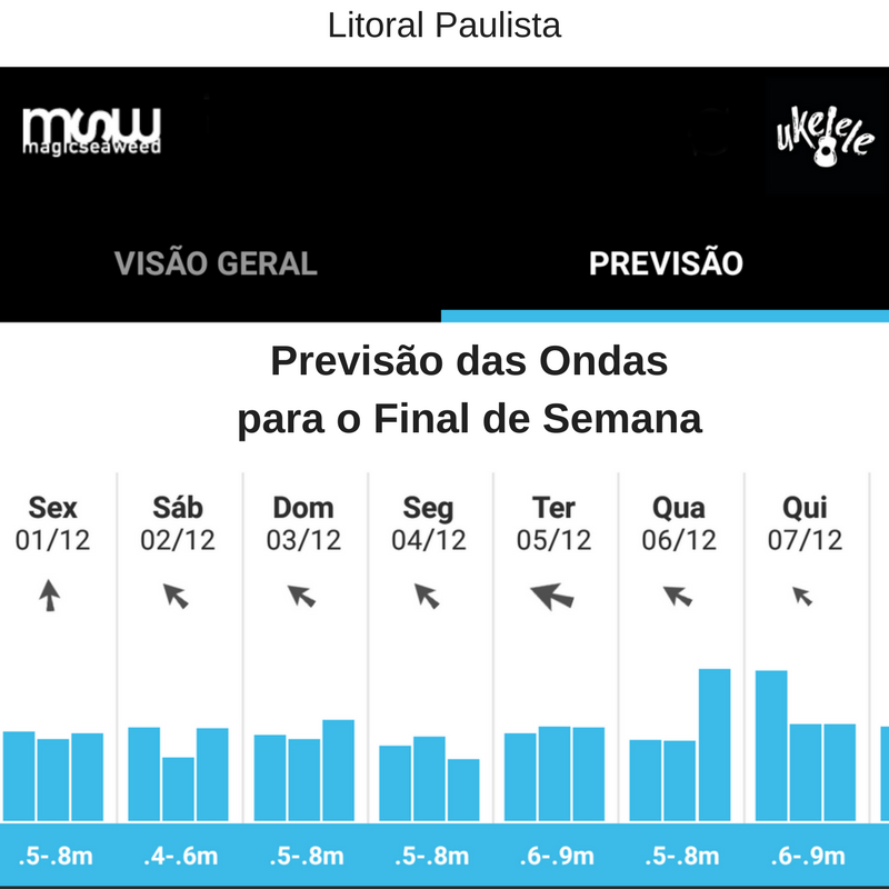 Previsão das Ondas para o Litoral de São Paulo Final de Semana Ukelele